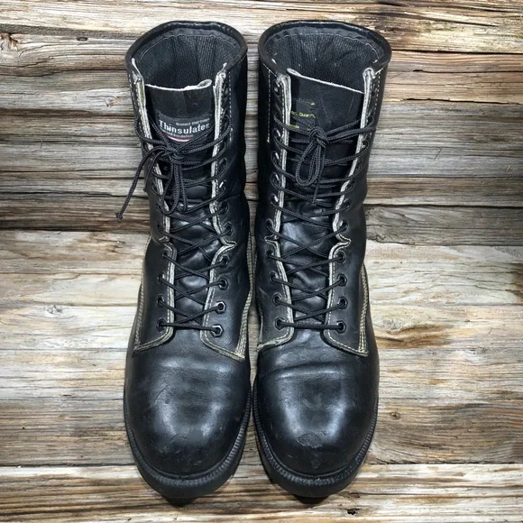 Danner? Matterhorn? Thinsulate Black Leather Steel Toe Military Boots Men US 10 - Picture 4 of 11